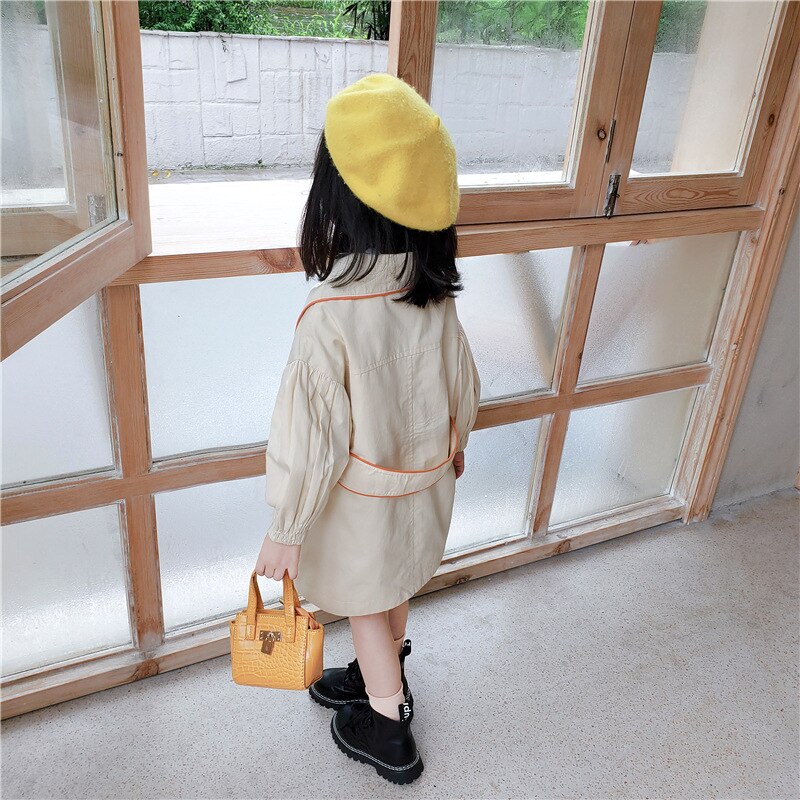Chifuna pige trenchcoat efterår børn trench coat stil lang vindjakke piger trench coat baby piger kjole med jakke