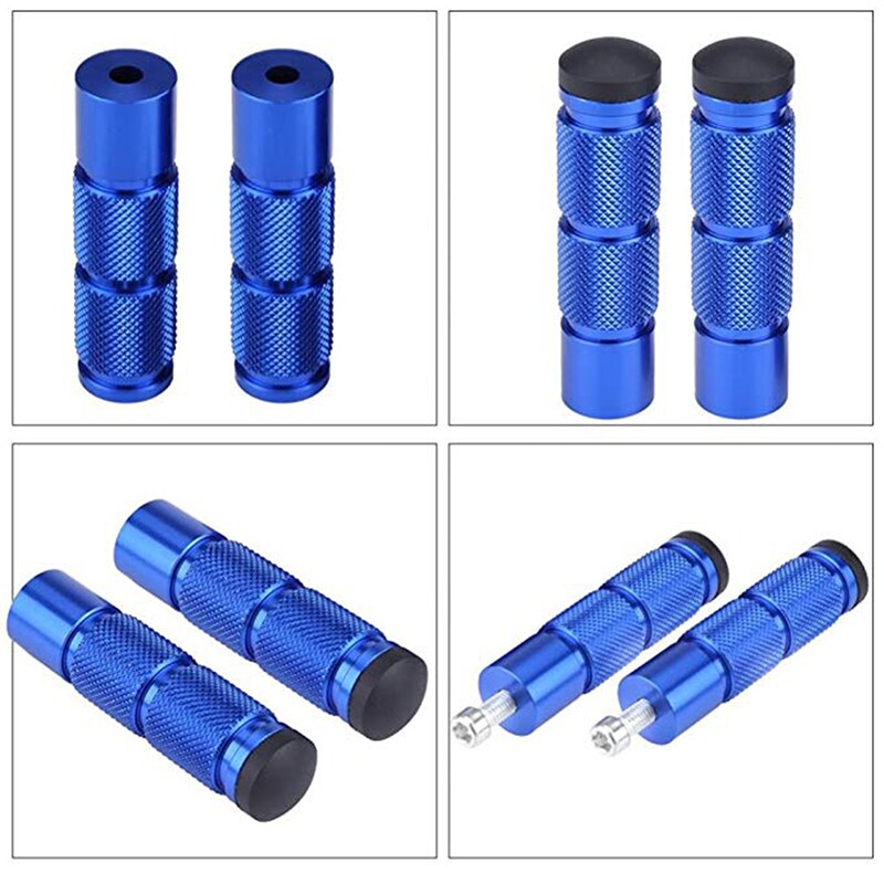 Footrest Durable Tools Universal Aluminum Alloy Rear Foot Pedal Motorcycle Round Extension Pegs Replacement Threaded: blue