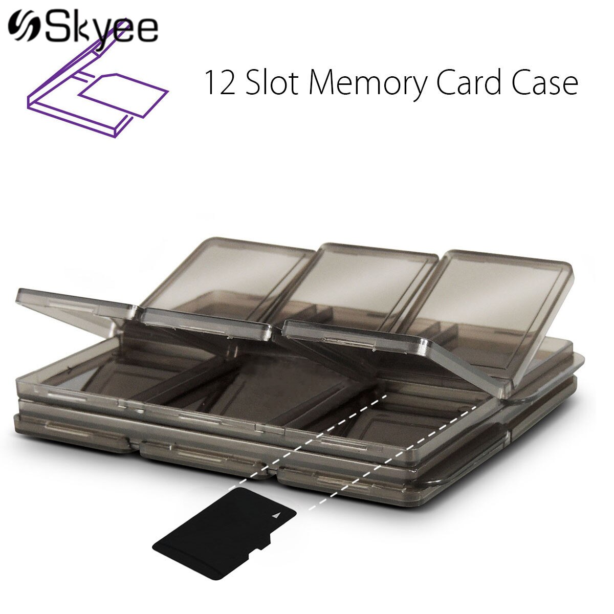 S SKYEE Opvouwbare 12 SIM/Micro SD/TF/XD Geheugenkaart Storage Case Box Holder Carrying Protector koffie 90x74x11mm