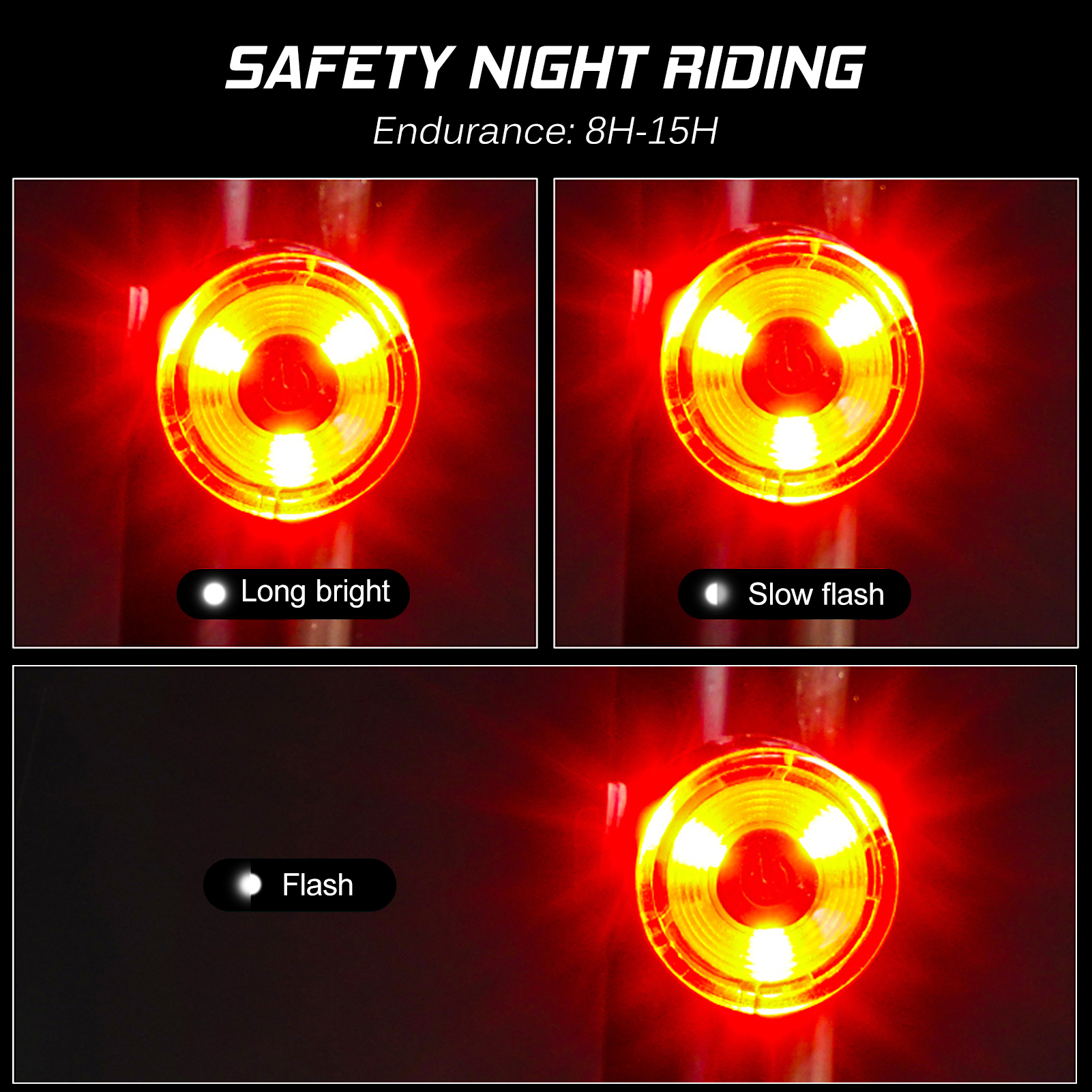 Lixada-luz trasera LED para bicicleta, luz nocturna de seguridad en ciclismo, luz de advertencia, accesorios para bicicleta de montaña 2024