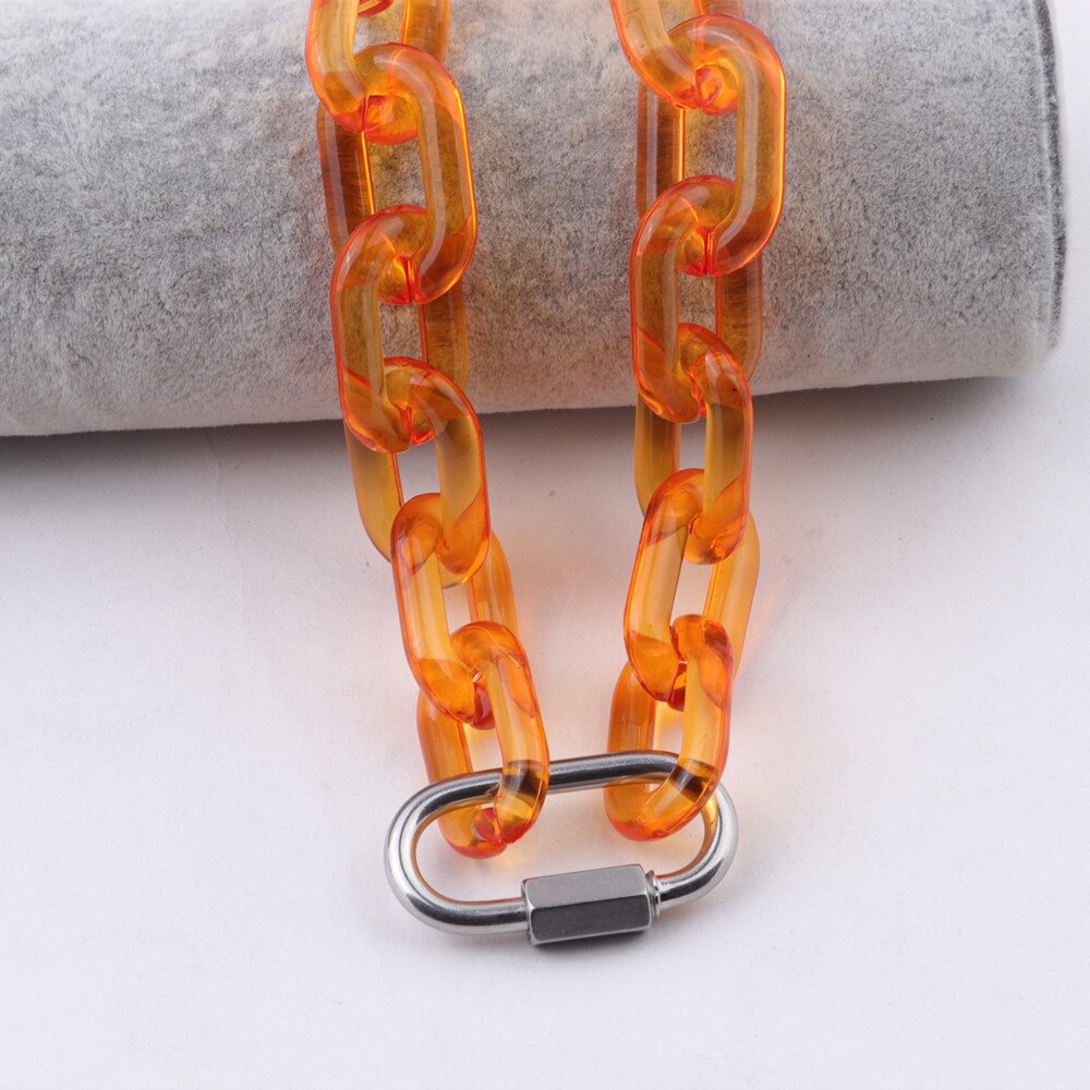 FishSheep-Collar transparente con hebilla para hombre y mujer, cadena, gargantilla, colgante acrílica de bloqueo, joyería Punk: orange