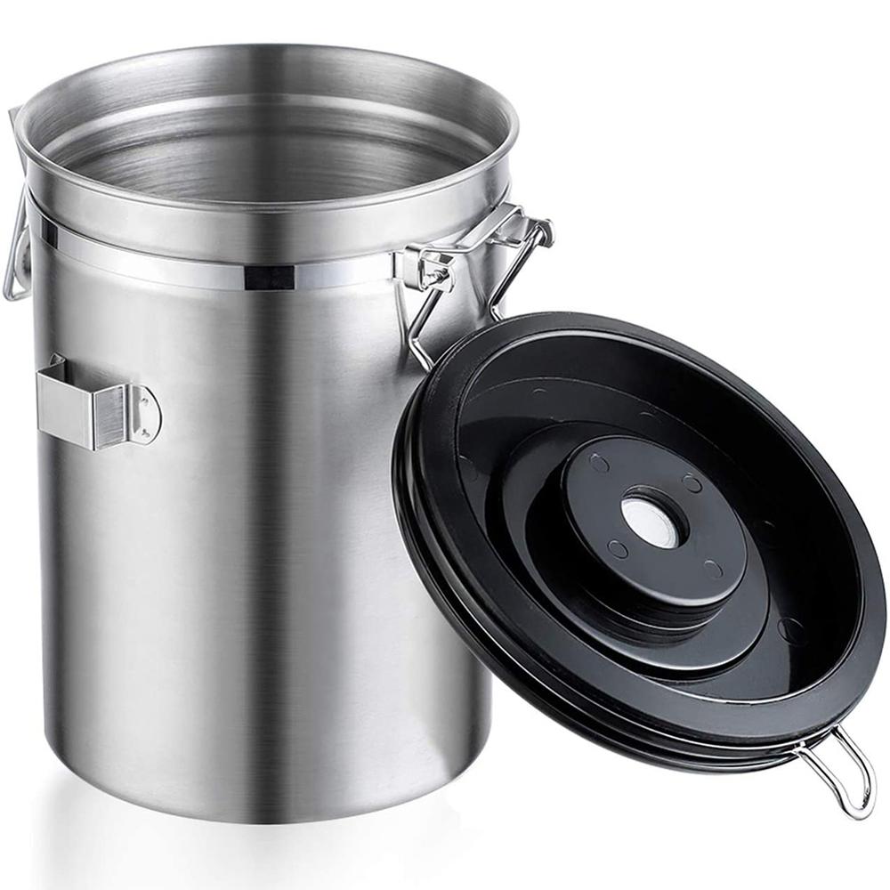 Stainless Steel Coffee Container Kitchen Storage Airtight Canister for Coffee Beans Sealed Tank with Spoon