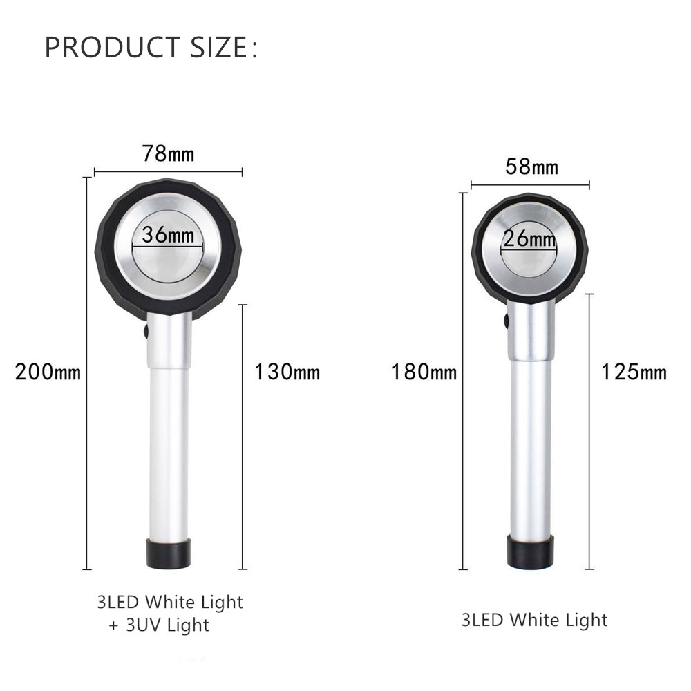 Handheld 10x Vergrootglas Loupe Led Optisch Glas Vergrootglas Met Lichtschaal Vergrootglas Sieraden Loepen Met Maatschaal