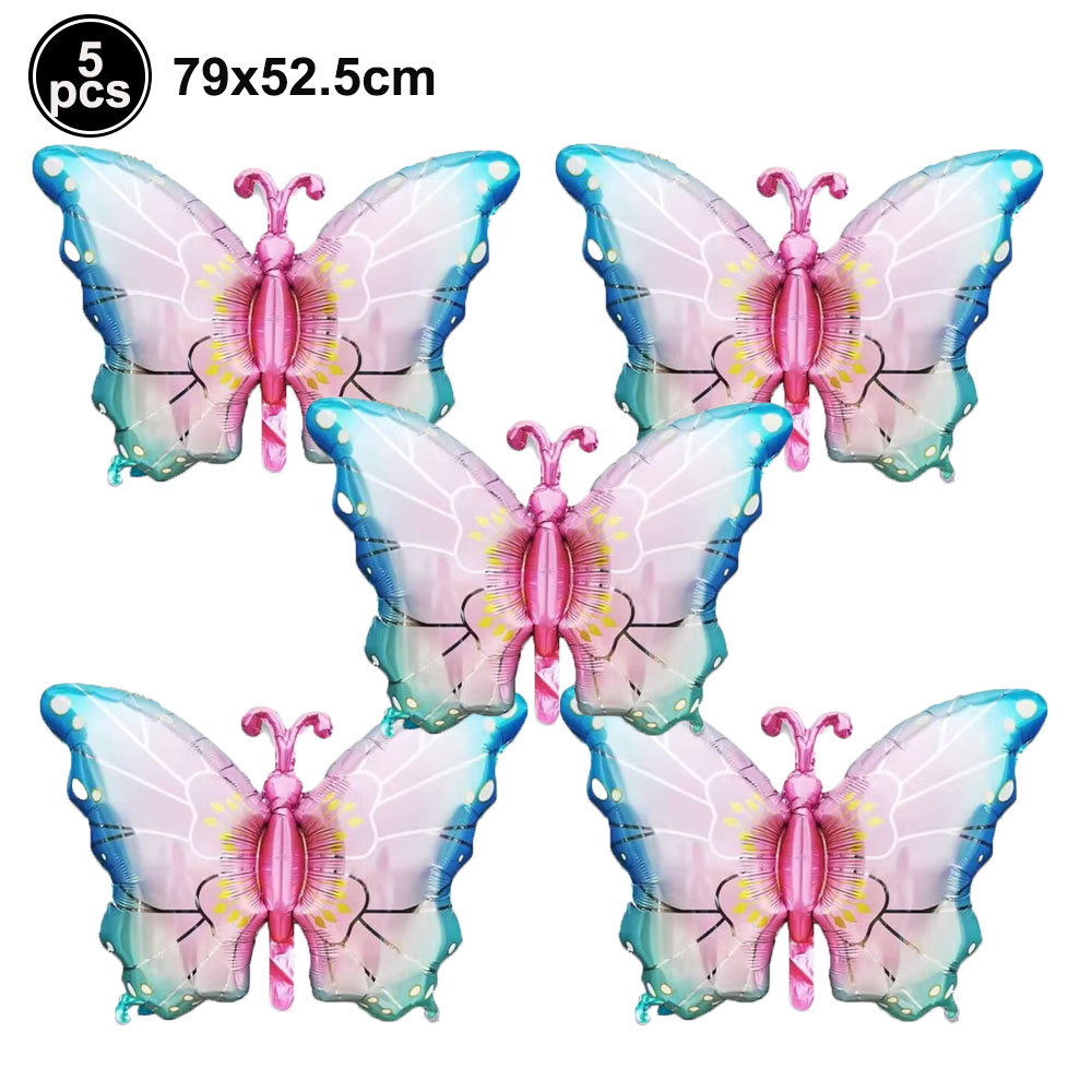 5 uds. Globos coloridos de papel de aluminio con forma de mariposa, globos con temática de mariposa, decoraciones para de cumpleaños, boda, Baby Shower