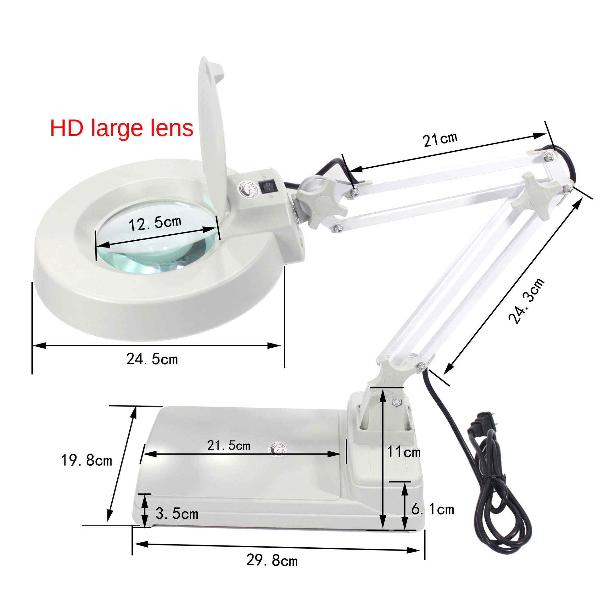 HD LT-86C folding work desktop magnifying glass lamp with lighting LED glass light
