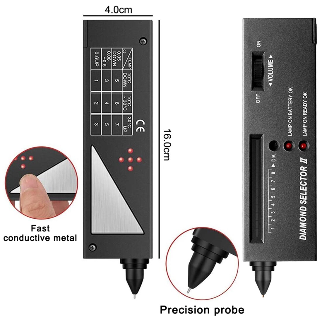 Digital Diamond Gems Tester Pen Portable Gemstone Selector Tool LED Indicator Accurate Reliable Jewelry Accuracy Detector Tool