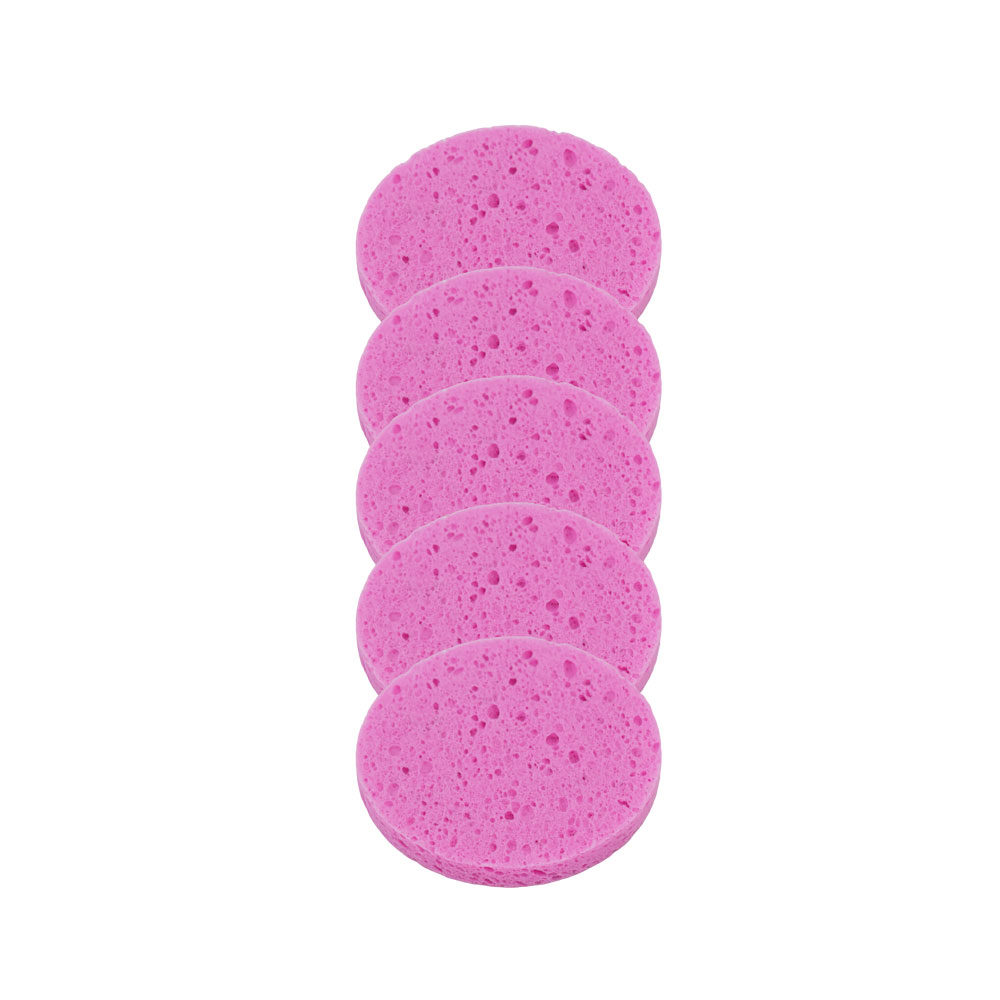5/10 Uds 6/8/10cm herramienta removedora de maquillaje redonda para la cara esponja de pulpa de madera Natural compresa de celulosa esponja cosmética para lavado Facial: Beige claro