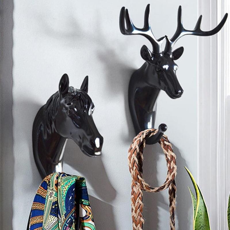 Creativity Animal Shaped Hooks Deer Stags Rhino Horse Rack Holder Elephant Giraffe Hook Hanger Head Coat Wall Hat Home Deco J6W3