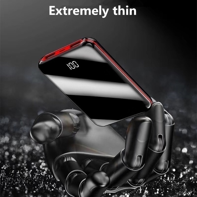 Power Bank 30000mAh Mini Spiegel Digital Display Tragbare Telefon Batterie Ultra-dünne Power Bank Im Freien Reise Ladegerät