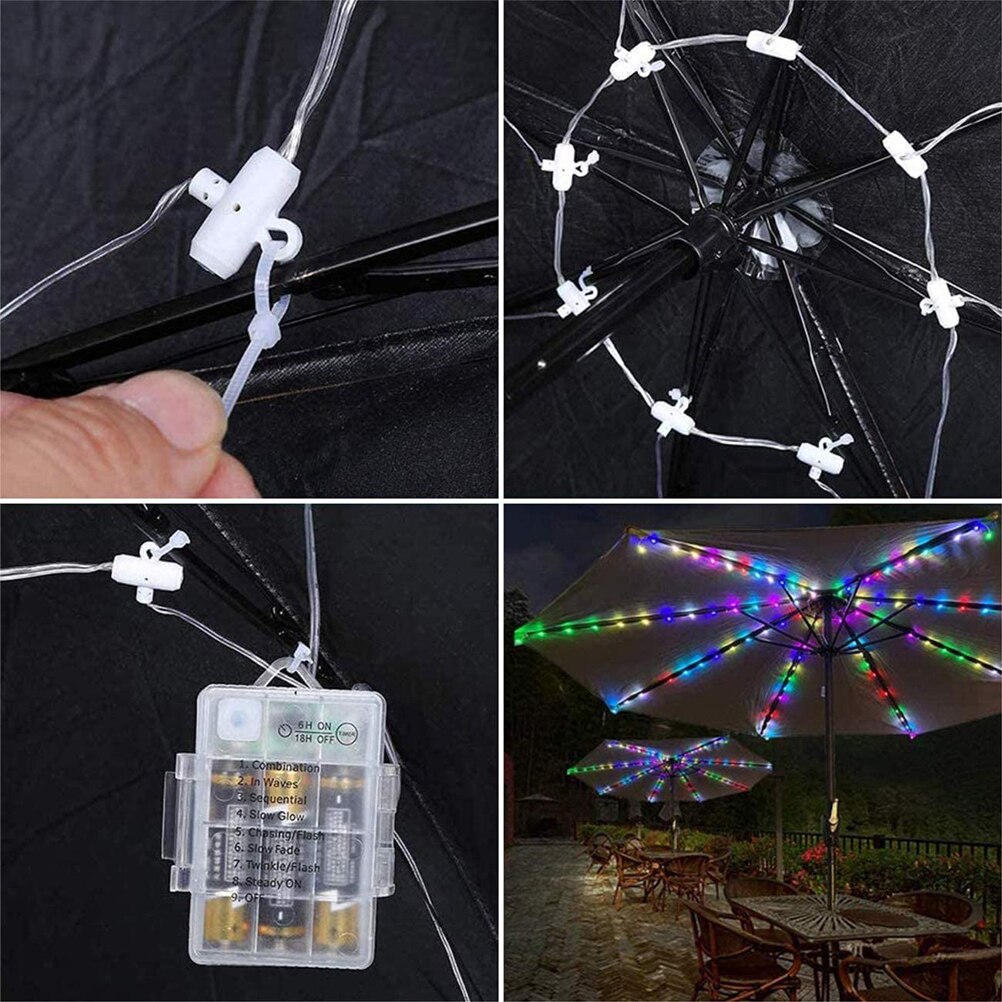 104 LED Solar Garden Umbrella light Outdoor Waterproof IP67 String Lights Garden with Remote Control Umbrella Decorative Lights