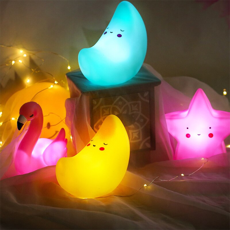 Wolken Zon Maan Sterren Eenhoorn Nachtlampje Kinderen Babyvoeding Decoratie Nachtlampje Soft Toy Dat Gloeit Gloeiende Pop