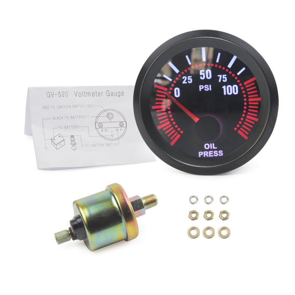 Himiss 2 "52Mm Smoke Lens Turbodrukmeter Bar/Water Temp/Olie Temp/Olie Druk/voltmeter/Toerenteller Auto Gauge: Oil pressure gauge