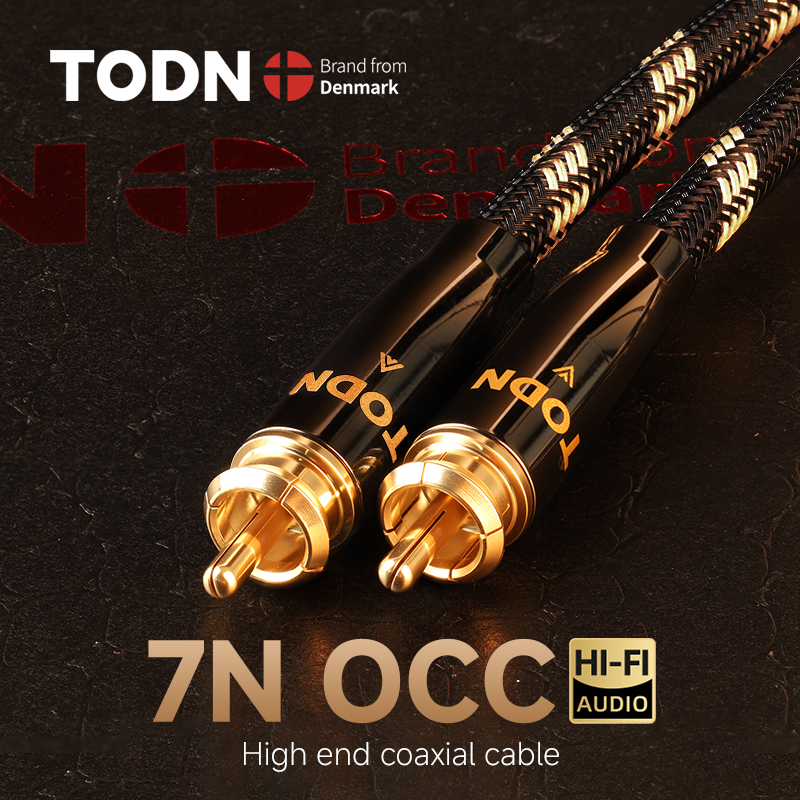 TODN Cyfrowy kabel koncentryczny audio 75Ω 7N OCC wysokiej klasy kabel stereofoniczny Rca robić Rca męnarty głośnik Hifi Subwoofer Kabel AV TV