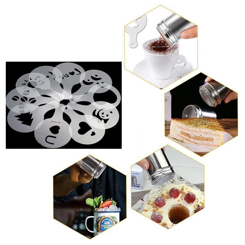 8/12/16Pcs Kerst Cookie Stencil Koffie Latte Cappuccino Stofdoek Barista Cake Sjablonen Art Accessoires Koffie Gereedschap sten R2O5