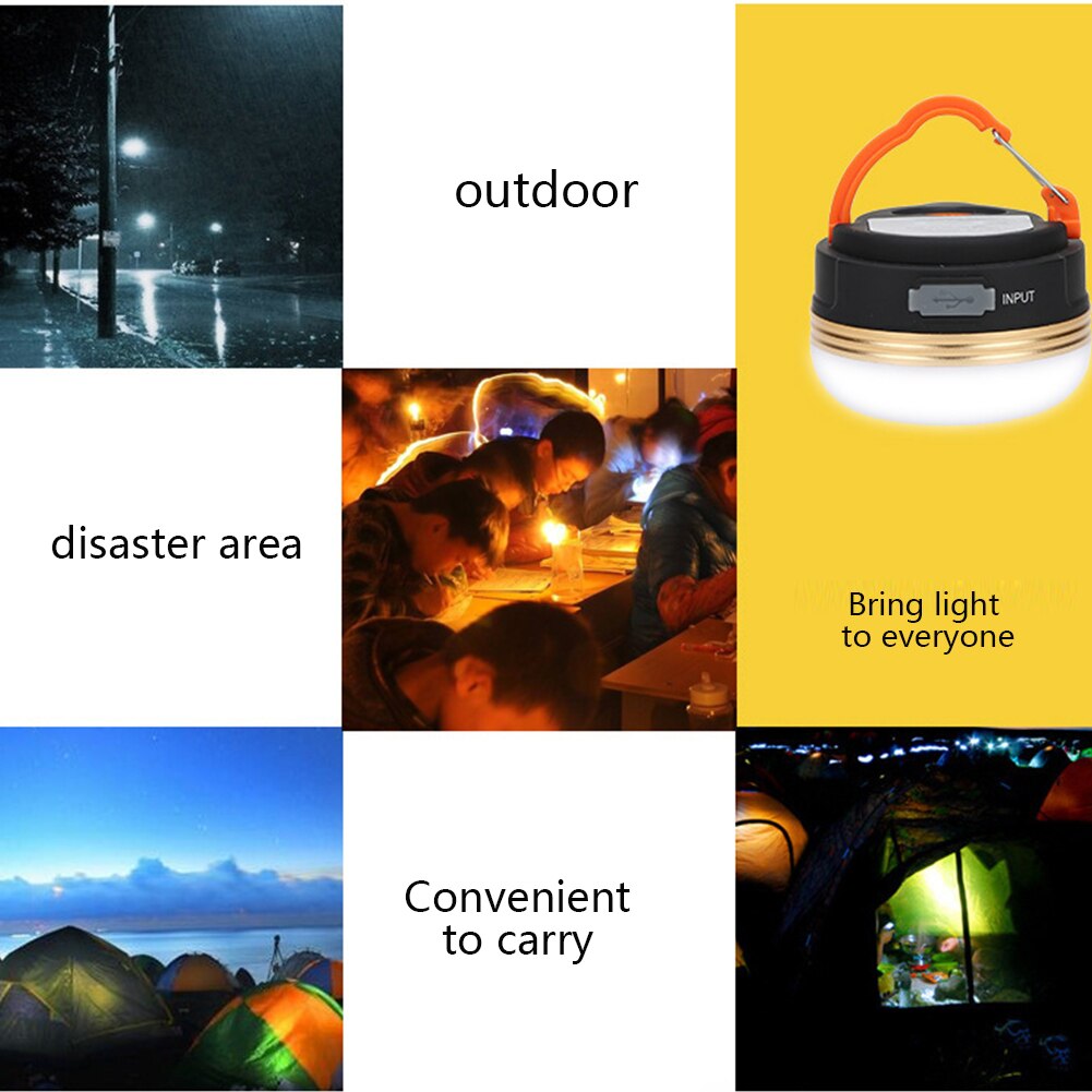 Mini bärbara campinglampor 3w led campinglyktor tält lampa utomhus vandring natthängande lampa usb uppladdningsbar nattlampa
