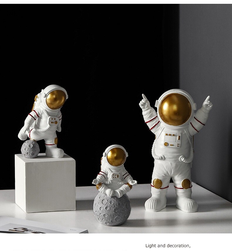 Astronaut Beeldje Voor Huisinrichting Kantoor Accessoires Ornamenten Voor Slaapkamer Woonkamer Decoratie Reson Standbeeld Art Sculptuur