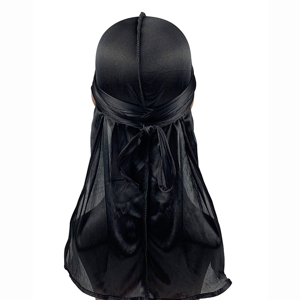 Bonnet de nuit en Satin Invisible pour femmes, accessoire de en soie, Long, plat: Black