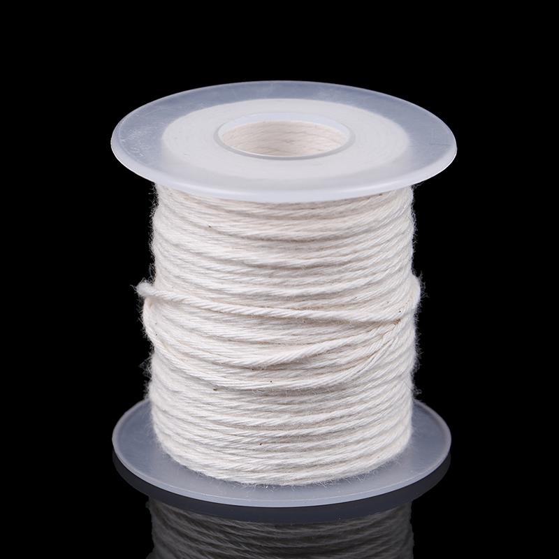 Bobina de núcleo de vela trenzada de 61m de algodón, sin humo, lámparas de aceite DIY, suministros de velas, cuerda trenzada/trenzada,