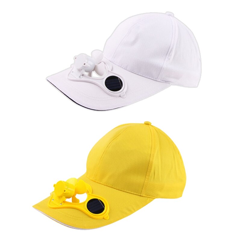 Vit Solhatt med Fläkt - Sommar Sport Utomhus - Soldriven Kylfläkt för Cykling och Klättring