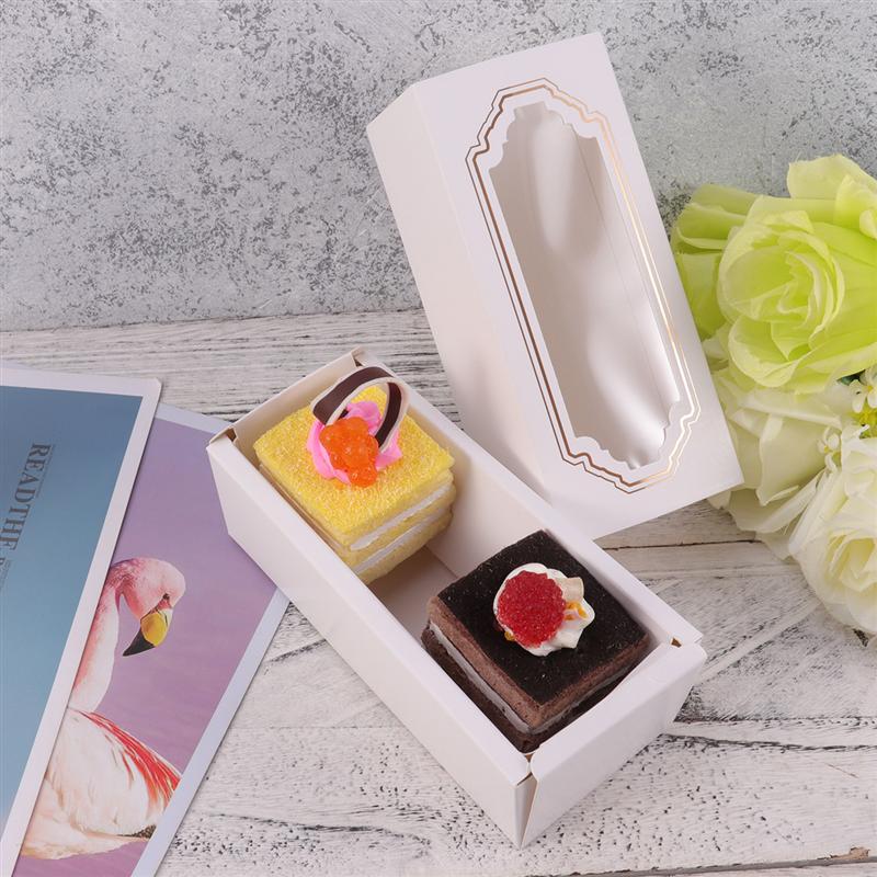 10 Pcs Baking Box White Card Paper Macaron Box Small Cookie Cake Dessert Party Packing Box With Clear Window