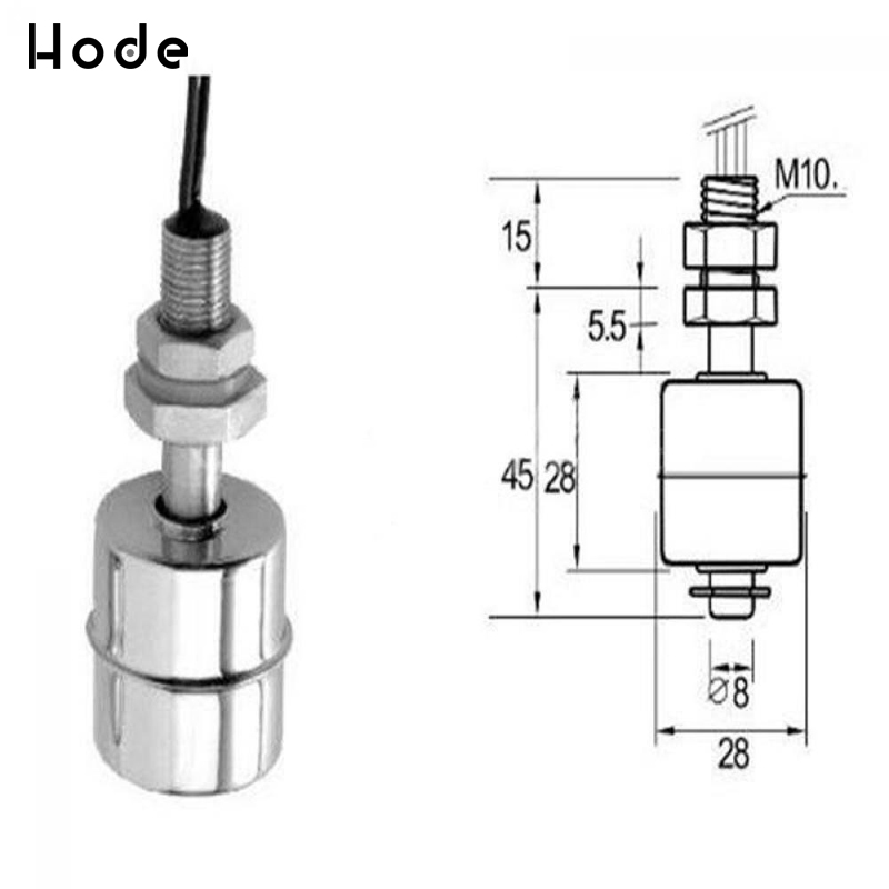 Stainless Steel Vertical Liquid Water Level Sensor Internal Float Switch 45mm Line 30CM