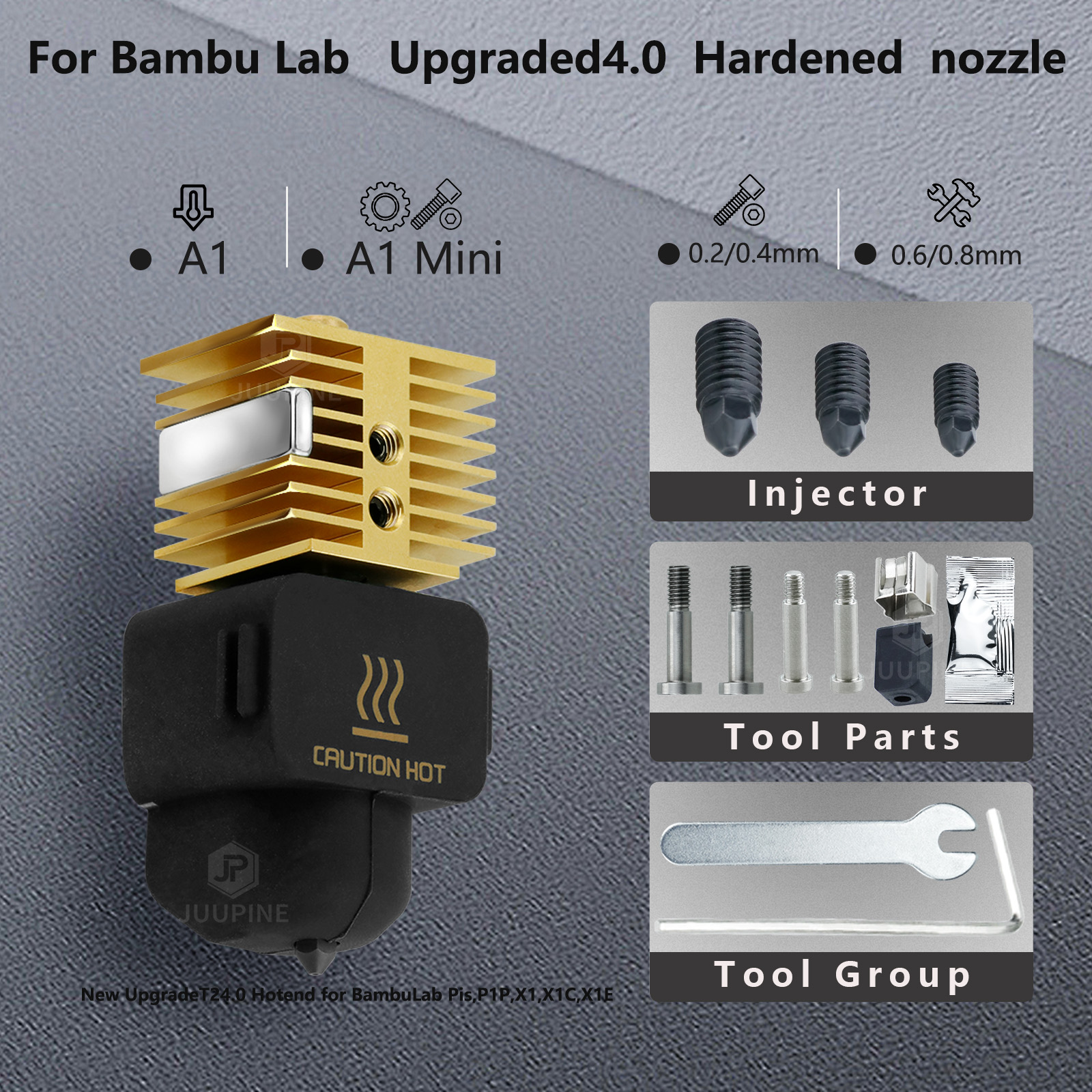 For Bambu Lab A1 Nozzle /A1 Mini Hotend Fast Speed a1 End Brass Heat Sink Hardened steel Nozzle 3D Printer accessories
