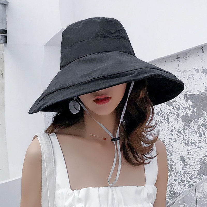 Newly Sunhat Women Summer Beach Wide Brim Sunscreen Outdoor Travel Hat Rolled Double-sided Fisherman Hat 19ing