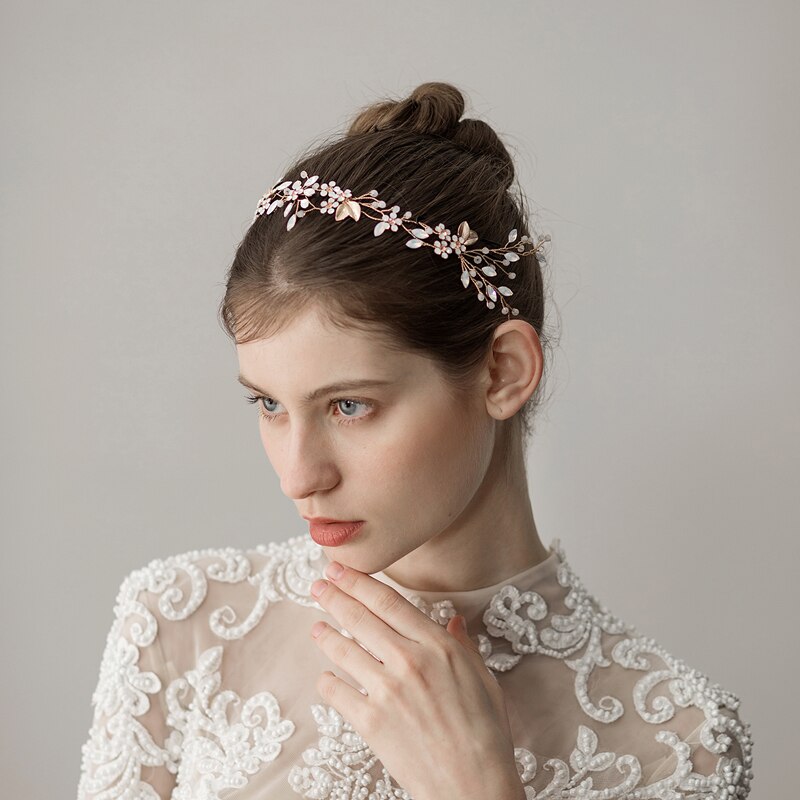 O347, diadema Vintage Floral para mujer Cristal de hadas, diadema hecha a mano, accesorios para el cabello, tocado de novia dorado