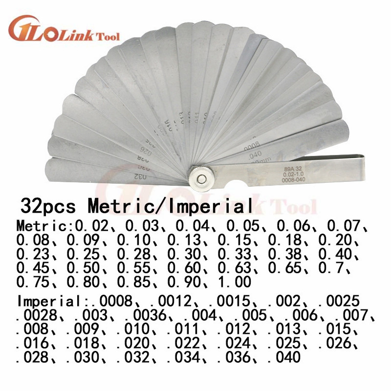 32 Blades Metric Thickness Gage Set Tappet Valve Feeler Gauge Gauges/METRIC Measuring Tool