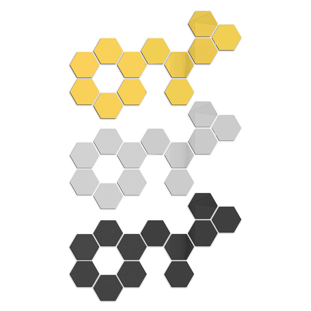 Hexagon Shape DIY Art Mural Home Decoration Wall Ornament Home Decor Hexagon Acrylic Mirror Decal Art