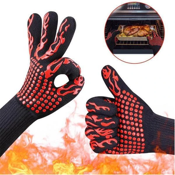 Højtemperaturbestandige handsker håndbagere ovnhandsker handsker bbq silicium handsker anti-skoldning isolering grill mikroovn: Punkt