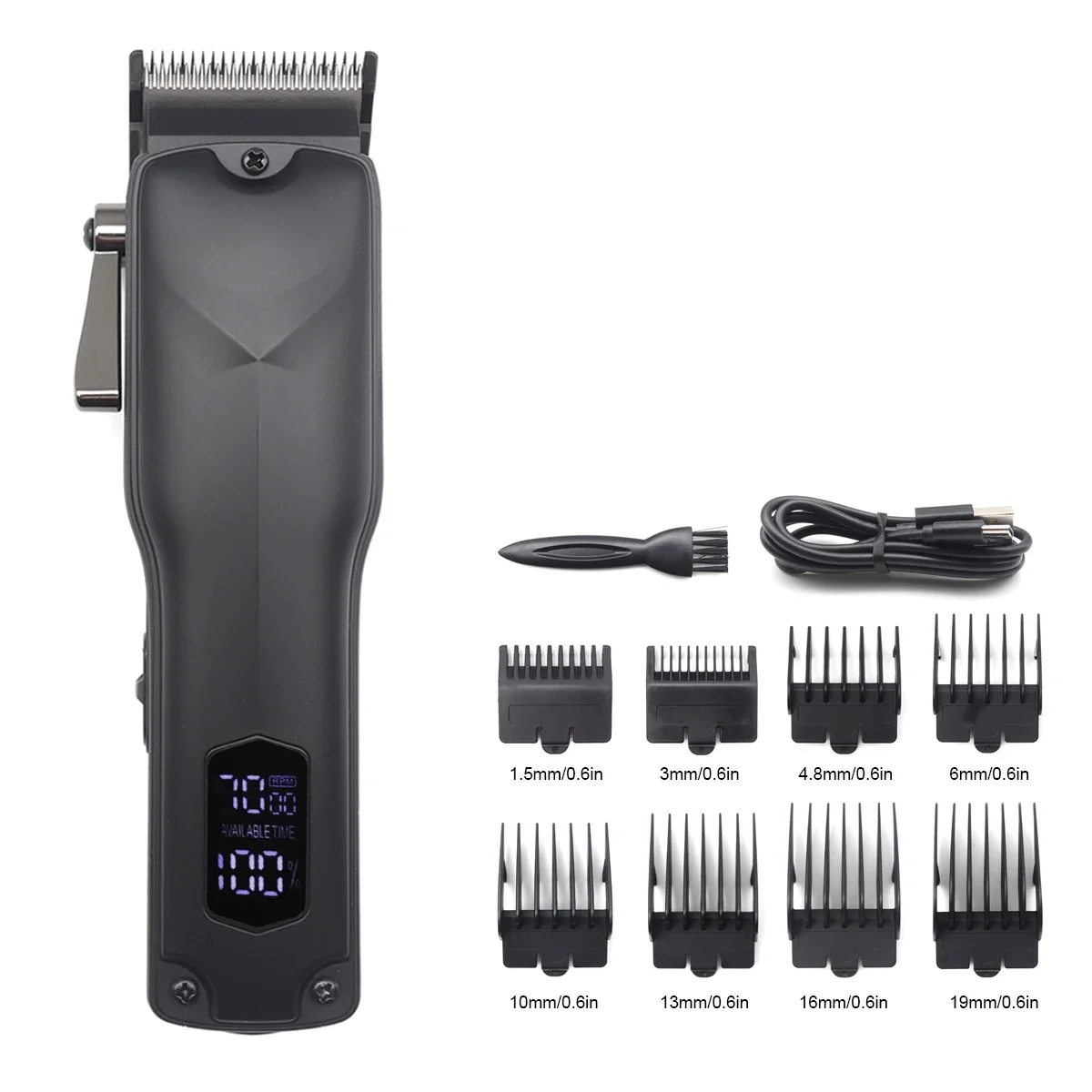 Hair Cutter Ceramic Blade Hair Cutting Machine LCD Display Hair Trimmer Machine USB Interface Clipper for Men: Red