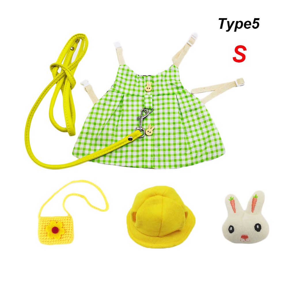 Alfileres de conejo encantadores para exteriores, arnés para hámster, chaleco para mascotas, traje de vestido de conejo, ropa de Animal pequeño, conjunto de sombrero: Type5-S