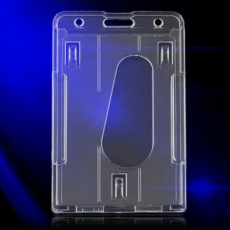 Hard Plastic Multi Card ID Badge Holder Credit Hard Plastic Badge Holder Double Card Transparent Vertical 10x6cm