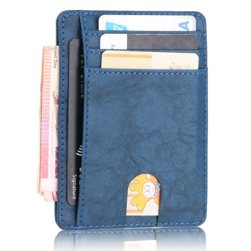 TOURSUIT RFID Blockierung Leder Bank Kreditkarte Halfter Reise Visitenkarte fallen Abdeckung Dünne Vorderseite PacketMinimalist Brieftasche: Blau