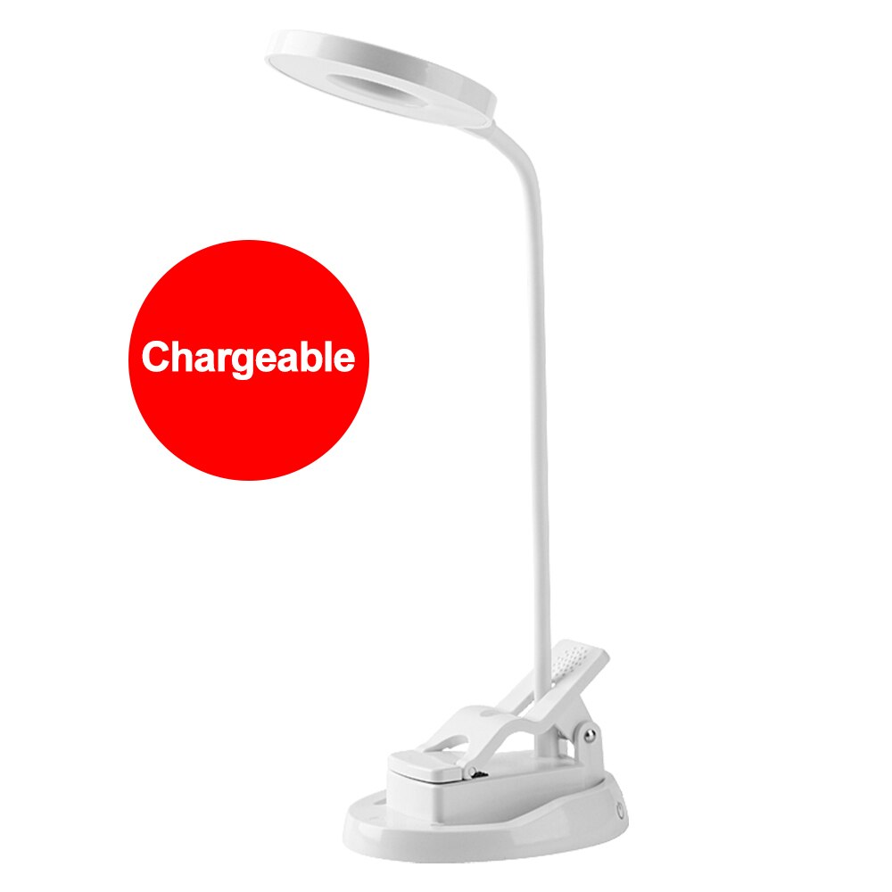 3 in 1 LED Clip Desk Lamp 1500mAh USB Rechargeable Make-up Mirror Dimming Eye Protection With 2 Touch switch Table Light LAOPAO: Chargable