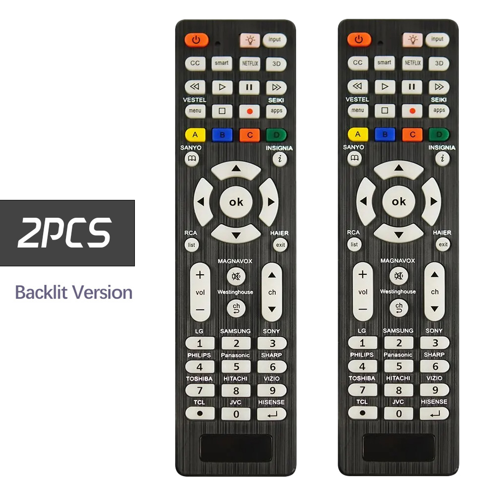 MRSVI 2Pcs Universal Replcement Remote Control RC-G008 With Backlight For Multiple Television Models Universal Infrared TV: Yellow