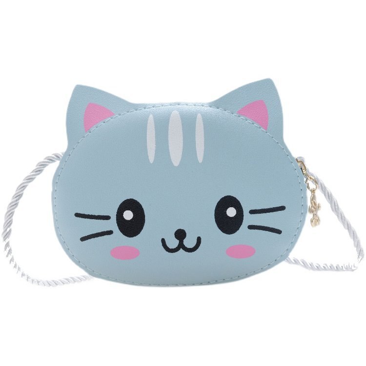 Prinzessin kinder Mini Handtaschen Baby Mädchen PU Leder Kleine Schulter Umhängetaschen Nette Katze Kinder Geldbörse Brieftasche: Blau