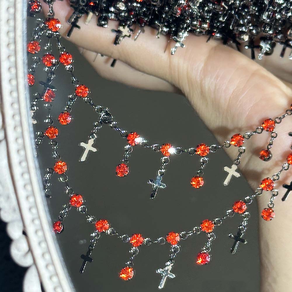 0,5 metros, 1 metro, 2 metros, cadena con cuentas de cristal rojo, cadena de eslabones con dijes, cadenas de cobre, DIY, collar, pulsera, tela, fabricación de joyas: 12 mm / Naranja