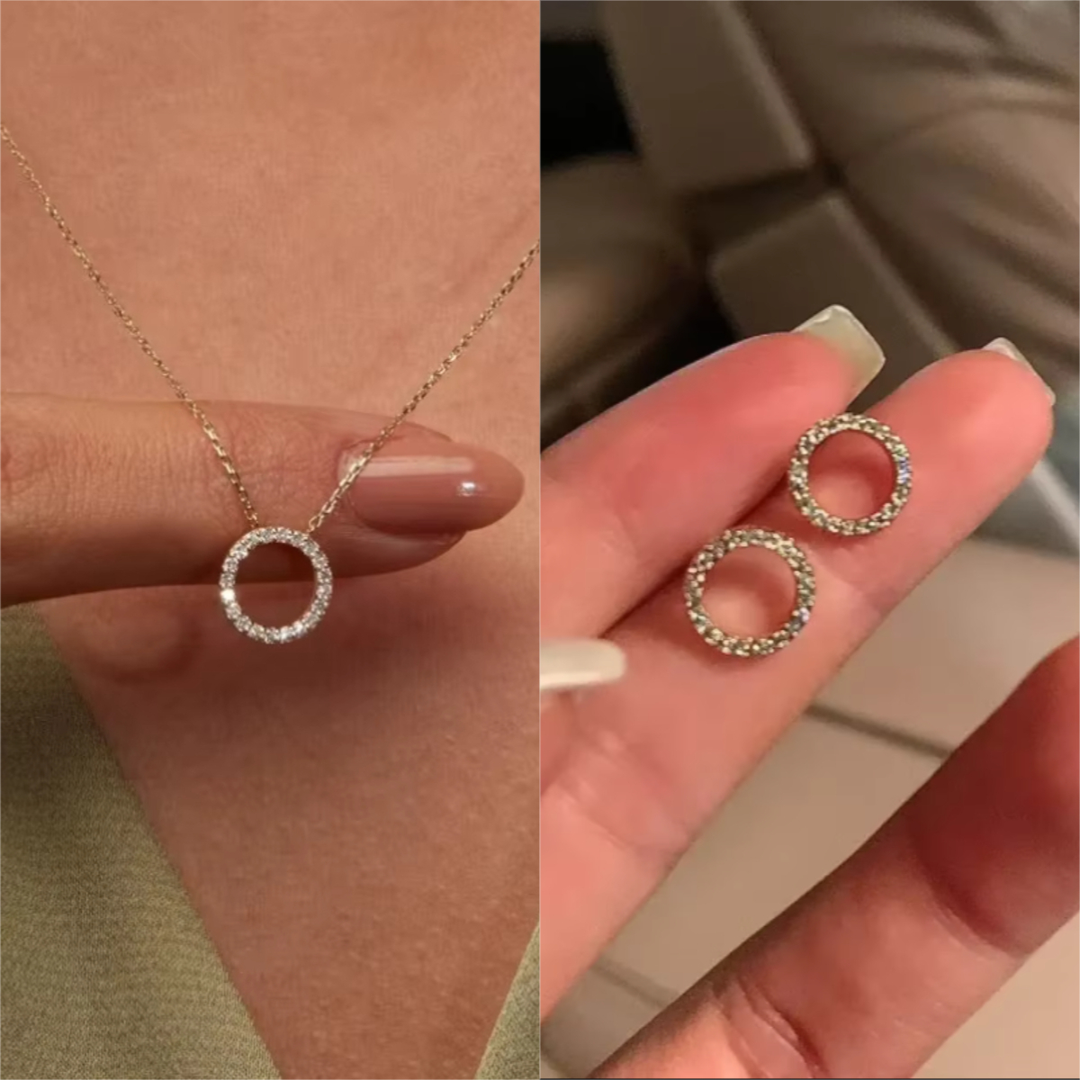 Moda tendência elegante jóias simples círculo de cristal pingente colar cor dourada unquie feminino colar festa presente atacado: Vermelho ferrugem