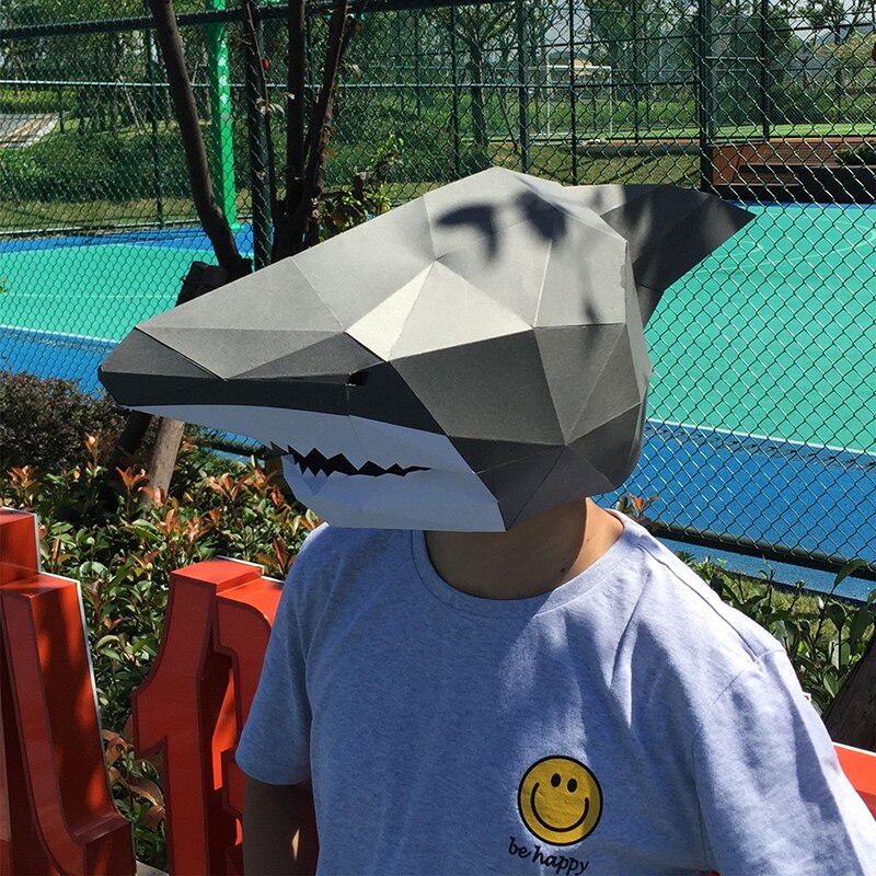 Handmade Three-Dimensional Paper Mold DIY Shark Mask Headgear Men's Fancy Dress Ball Party Halloween Photography Props
