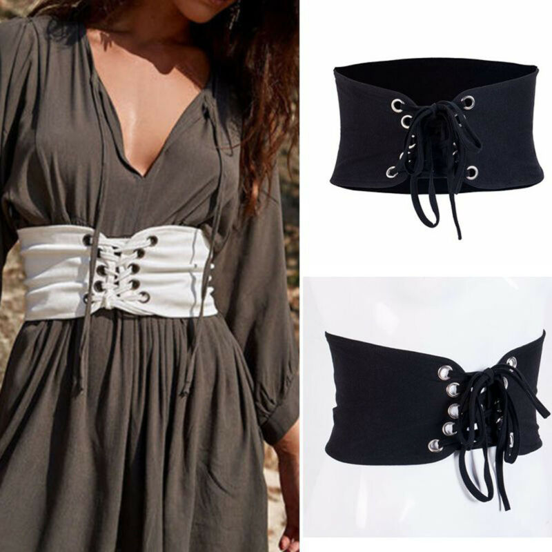 mujeres Encaje Vintage a cinturón elástico elástica ancha vendaje negro corsé para la cintura Slim único Accesorios