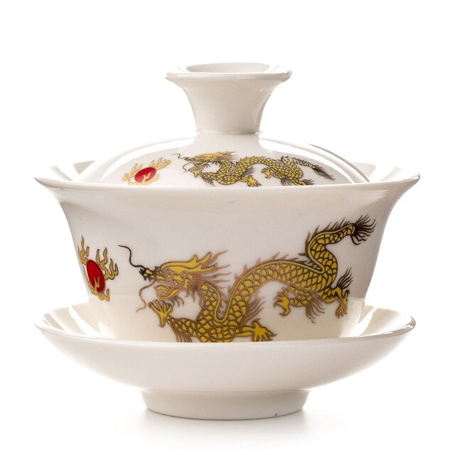 Traditional Chinese Gaiwan Tea Cups Ceramic Tea Tureen Lid Bowl Saucer Kung Fu Tea Cup: G