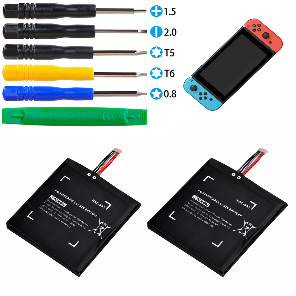 3.7V 4310mAh Li-ion Rechargeable Battery Bateria Replacement Repair for Nintend Nitendo Switch Console HAC-003 HAC003 HAC 003: 2Batteries with tool
