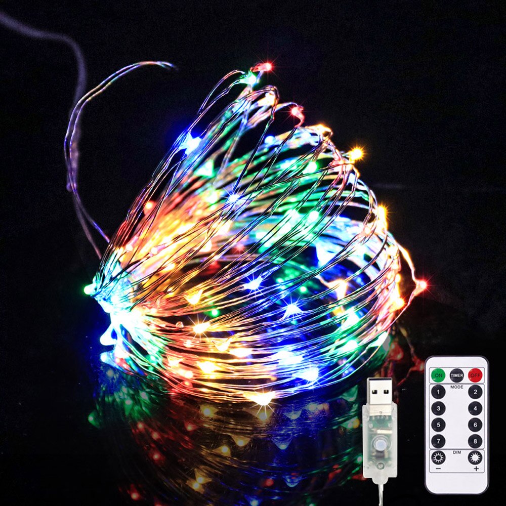 5m/10m usb led-valonauhaa ulkokäyttöön sisäseppele koristeluun keiju/valoketju joulu kuparilankalamppu kaukosäätimellä