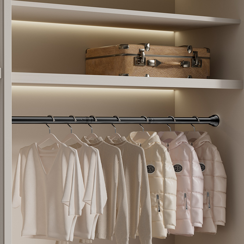 70–280 cm verstellbarer Wäscheständer aus Edelstahl ohne Bohren, Teleskopstange, Gardinenstange für Balkon, Badezimmer