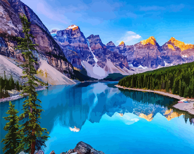 HUACAN Pictures By Numbers Mountain Landscape Oil Painting Lake Scenery Kits Drawing Canvas HandPainted DIY Home Decoration: SZHC1-105