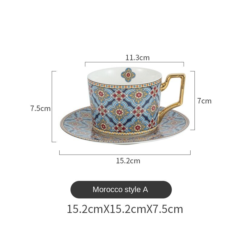 Tasse à café marocaine en céramique, petite tasse et soucoupe de luxe, Style européen, maison, thé, fleur: style 7