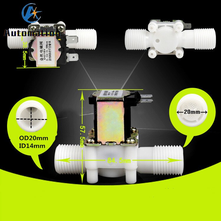 Válvula Solenoide de plástico de 1/2 ", 12V, 24V, 220V, válvula de agua NO/NC, válvula de agua de entrada/válvula de agua de drenaje