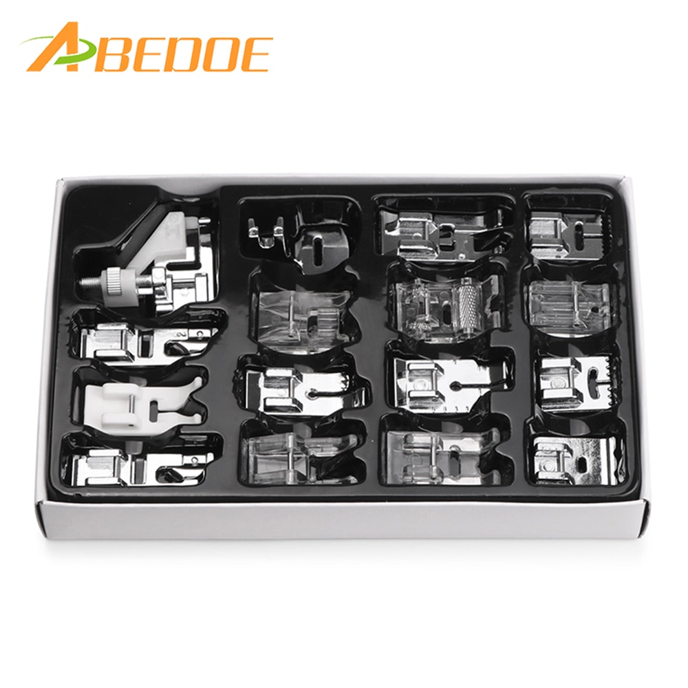 16pcs Feet Kit Set With Box Brother Singer Sewing Machine Presser Foot Janom Sewing Machines Foot Tools Accessory Sewing Tool